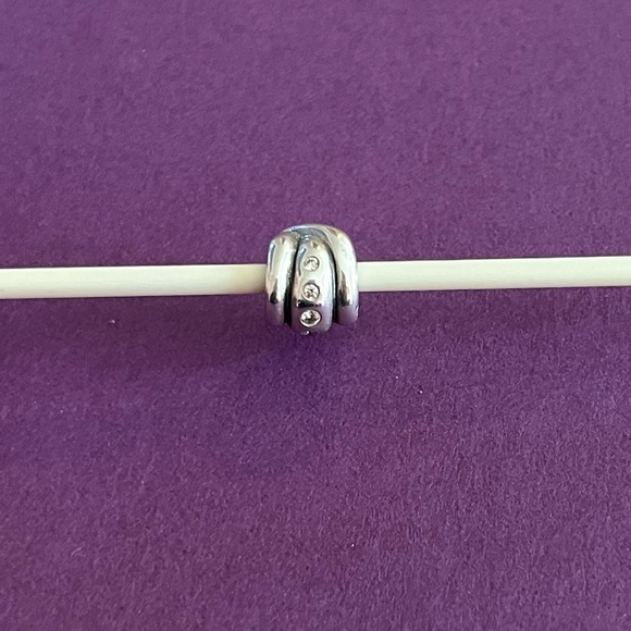 Pandora Retired Champagne Swirl Sterling Silver charm with CZ stones. - Picture 2 of 7